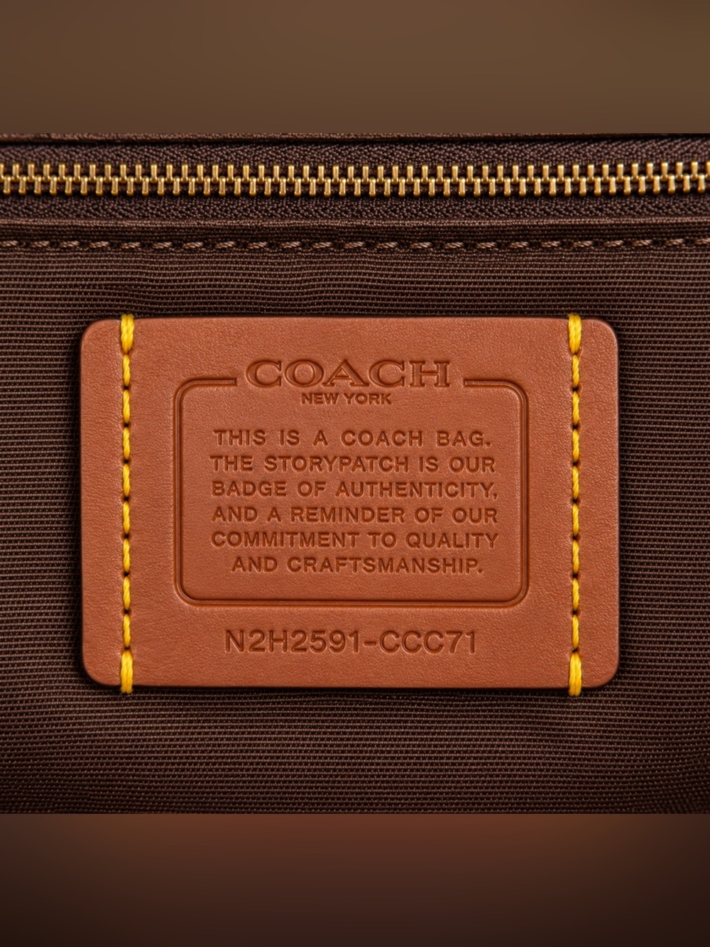 Coach Maggie Small Tote Croc Embossed Suede Brown Gold CCC71 - Picture 5 of 7